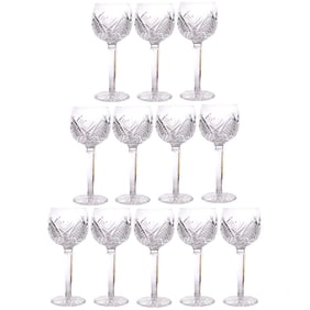 Waterford Crystal Mooncoin Hock Wine Glasses 12pc