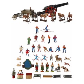 Vintage Cast Metal Toy Cannon Figures - ESTATE LOT
