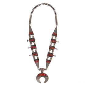 Navajo Coral Turquoise Double Sided Squash Blossom