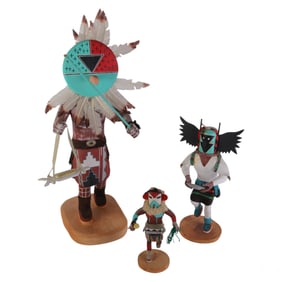 Native American Indian Kachina Doll SIGNED 3pc LOT