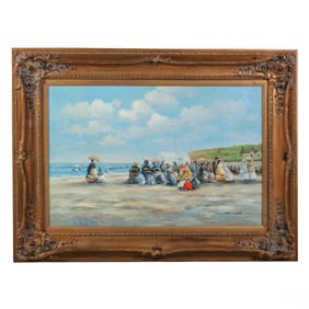 Judd Gallet 20C Figural Beach Seascape Painting