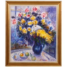 Flower Jug Still Life Painting After Marc Chagall