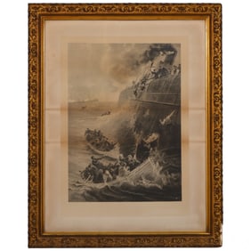 Antique Nautical Scene Print after Madawaska-Hemy