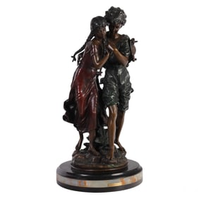 Bronze Embracing Boy & Girl Sculpture After Moreau