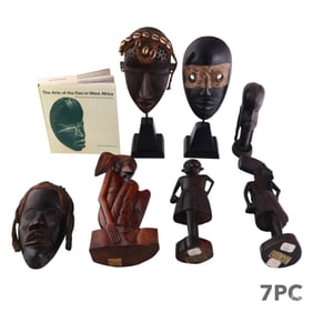 African and Bali Wooden Mask and Sculpture 7pc LOT