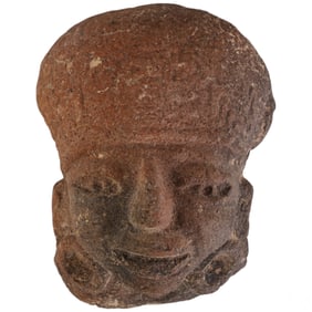 Pre-Columbian Style Carved Stone Figural Idol Bust