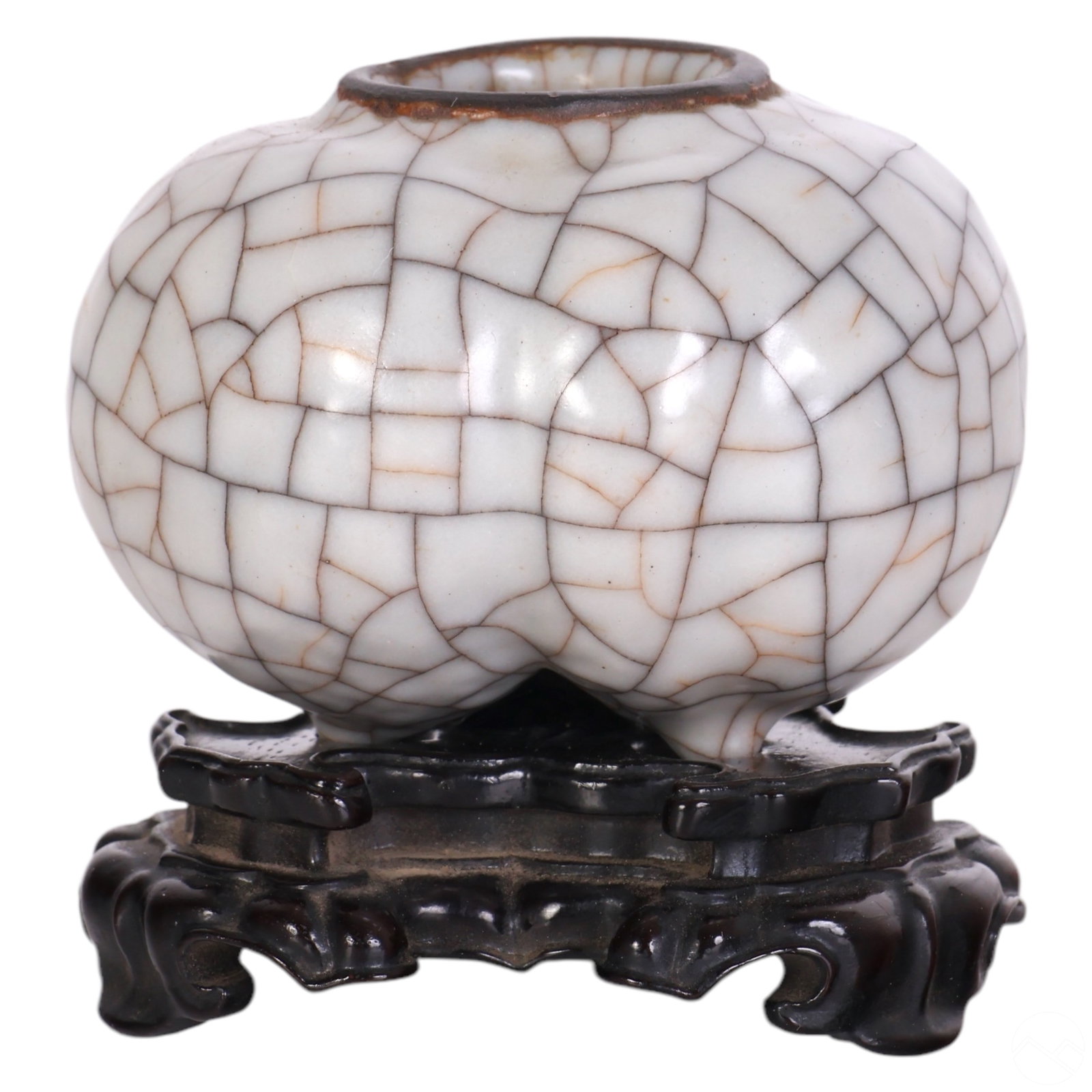 Chinese Export Guan Type Ceramic Brush Pot & Stand (1 of 4)