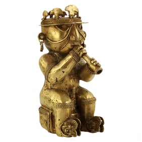 39% Gold Pre-Columbian Style Tumbaga Flutist 58gr.