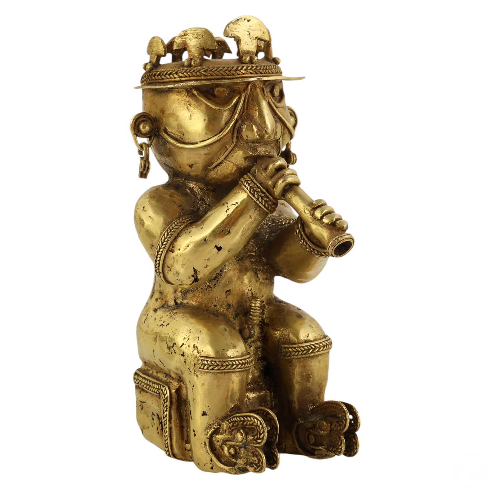 39% Gold Pre-Columbian Style Tumbaga Flutist 58gr. (1 of 11)