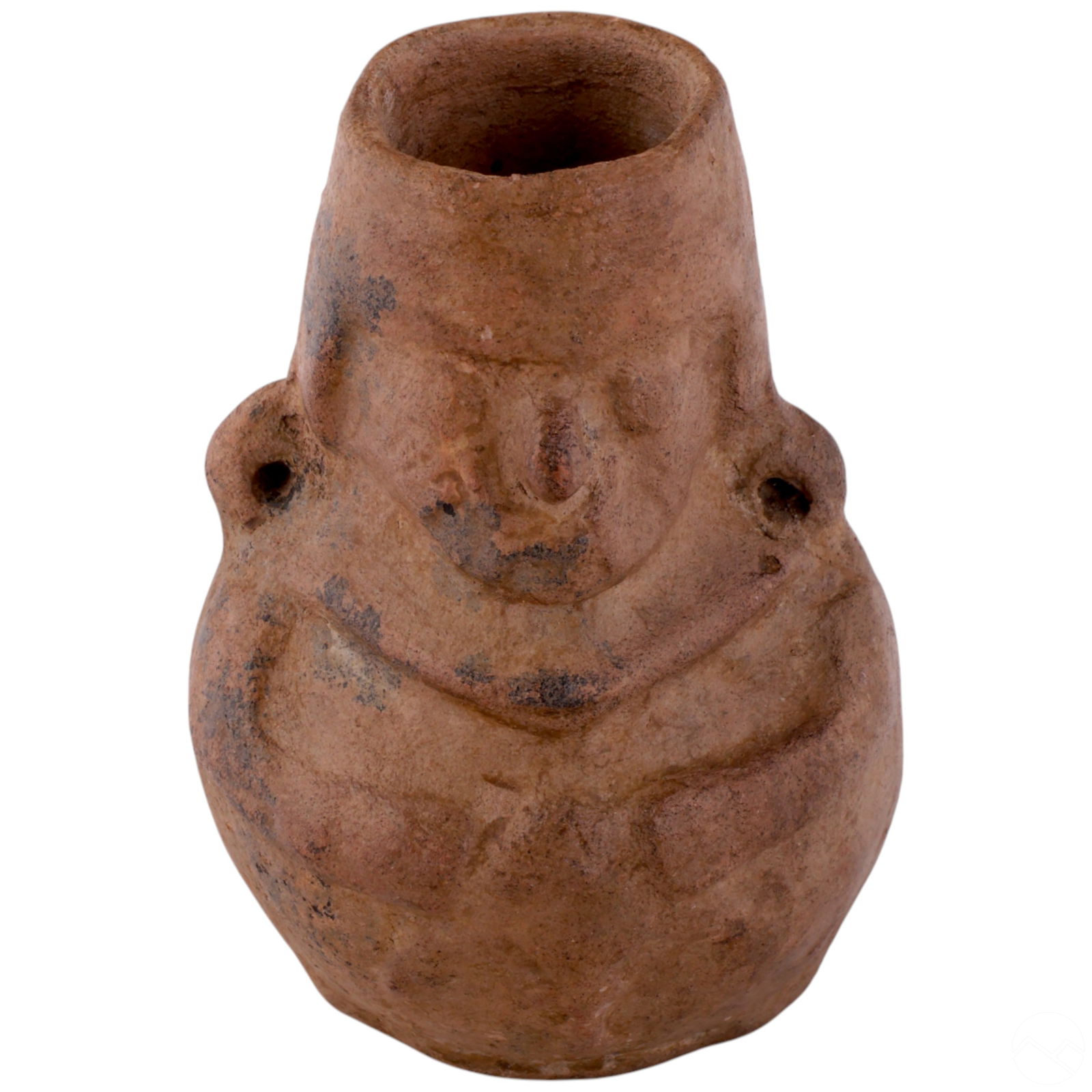 Terracotta Vessel w/ Facial Relief & Pierced Lugs (1 of 7)