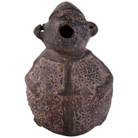 Pre-Columbian Style Figural Punctate Clay Vessel