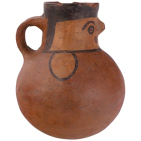 Moche Face Effigy Pre-Columbian Style Clay Vessel