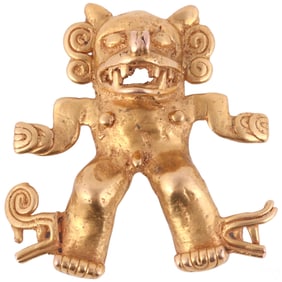 75% Gold Pre-Columbian Style Feline Warrior 21.5gr