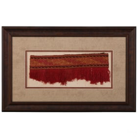 Pre-Columbian Style Geometric Textile with Fringe