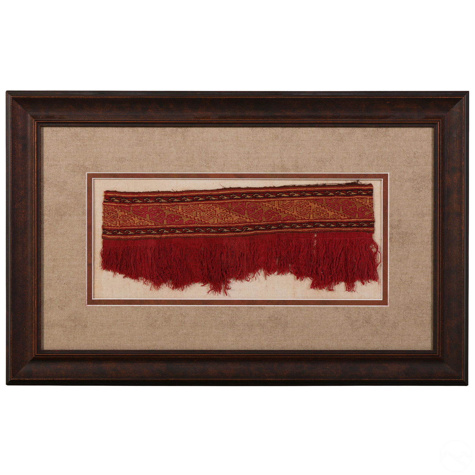 Pre-Columbian Style Geometric Textile with Fringe (1 of 5)