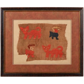Embroidered Zoomorphic Pre-Columbian Style Textile