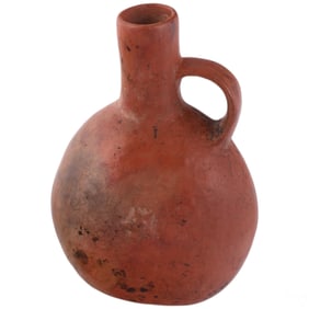 Pre-Columbian Style Redware Water Vessel w/ Handle