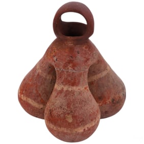 Pre-Columbian Style Triple-Gourd Terracotta Vessel