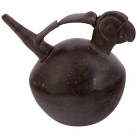 Zoomorphic Blackware Pottery Ritual Stirrup Vessel