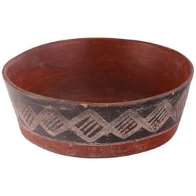 Polychrome Geometric Clay Pre-Columbian Style Bowl