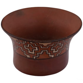 Polychrome Terracotta Bowl w Andean Textile Design