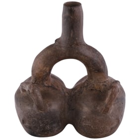 Pre-Columbian Style Stirrup Spout Dual Lobe Vessel