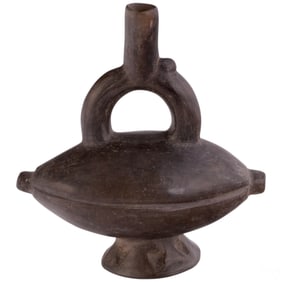 Blackware Pre-Columbian Style Vessel with Stirrup