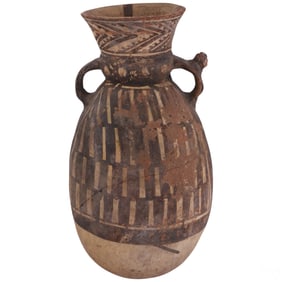 Geometric Pottery Pre-Columbian Style Ovoid Vessel