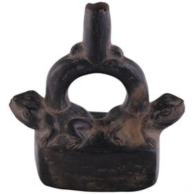 Tribal Pre-Columbian Style Reptilian Clay Vessel