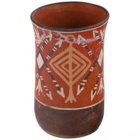 Geometric Polychrome Pre-Columbian Style Vessel
