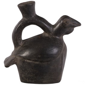 Pre-Columbian Style Pottery Stirrup Avian Vessel