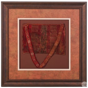 Pre-Columbian Style Textile Pouch Bag with Strap