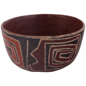 Nazca Style Terracotta Bowl with Geometric Design