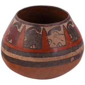 Polychrome Nazca-Style Earthenware Vessel Bowl