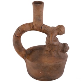 Moche Style Erotic Terracotta Stirrup Spout Vessel
