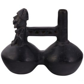 Blackware Double-Chamber Chimu Style Tribal Vessel