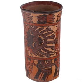 Maya Style Polychrome Terracotta Cylinder Vessel