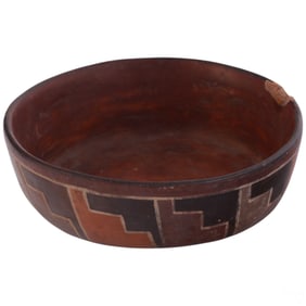 Polychrome Terracotta Bowl with Andean Step Motif