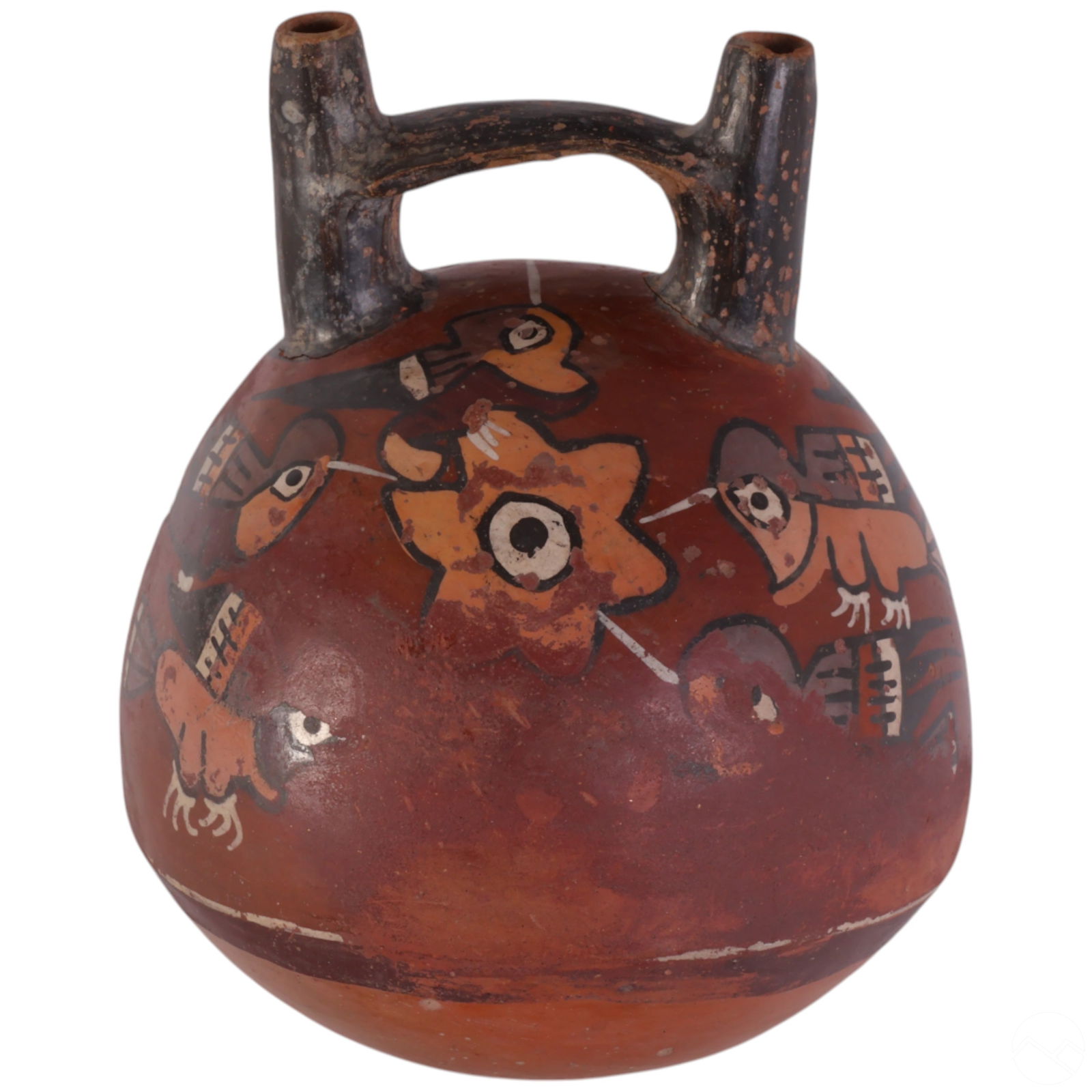 Polychrome Nazca-Style Clay Twin-Spout Vessel (1 of 5)