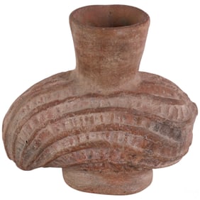 Asymmetrical Stirrup-Style Red Terracotta Vessel