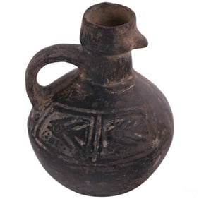 Andean Style Terracotta Bird Vessel w/ Geometric