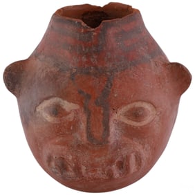 Terracotta Pre-Columbian Style Head Form Vessel