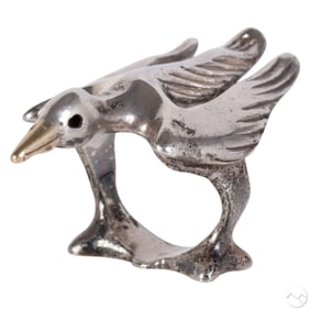 Mosheh Oved 1885-1958 Sterling Sculpted Bird Ring