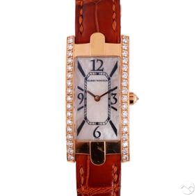 Harry Winston 18k Gold Avenue Diamond Wrist Watch