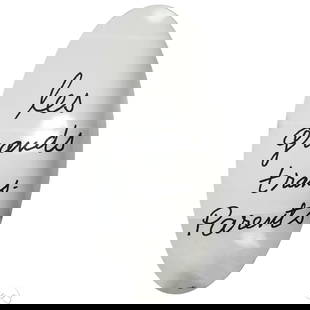 Man Ray 1890-1976 Les Grands Tran Parents Mirror: Man Ray (American, 1890-1976) large oval mirror featuring "Les Grands Trans Parents" hand-lettered in cursive script silk-screened across the surface, referencing Surrealist themes of transparency, la