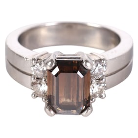 Platinum 3.04 Ct Chocolate Diamond Ring 14.8g sz7