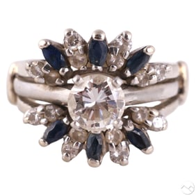 Platinum & Gold Diamond Sapphire Engagement Ring