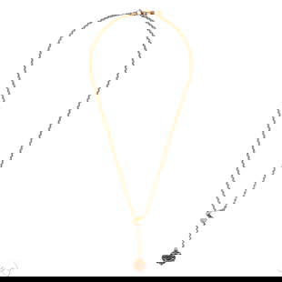 18k David Yurman Citrine Diamond Y Necklace 28.5g.: David Yurman designer lariat necklace in 18k yellow gold featuring a jeweled ball drop with topaz and diamond accents. Set with sixteen round brilliant cut yellow-orange topaz gemstones totaling appro