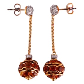 18k David Yurman Diamond & Citrine Earrings 14.5g.