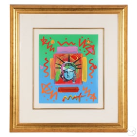 Peter Max Mixed Media "Liberty Head II" Collage